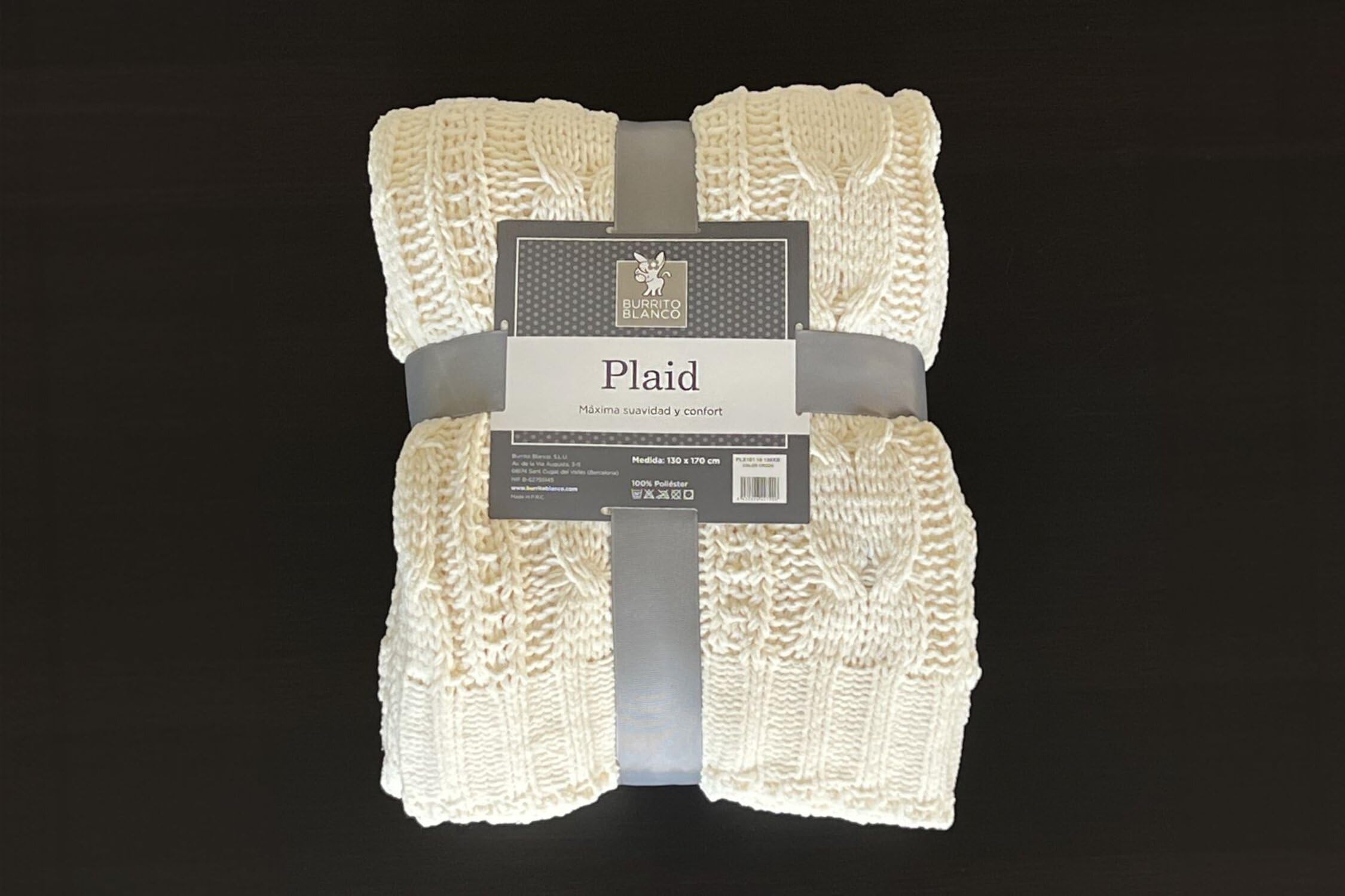 Burrito Blanco | Plaid de Punto Multiusos 100% Acrílico 130x170cm Crudo
