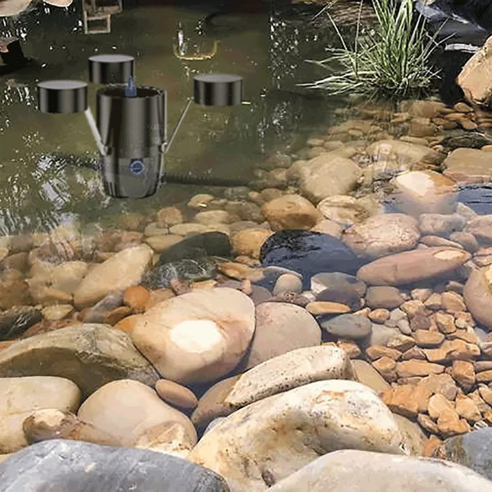 Robot Skimmer Galleggiante per Laghetto, Raccoglitore di Foglie per Laghetto per Pesci da 45W con Ingresso a Vortice 360° e 3 modalità Fontana, Estrattore di Superficie per Laghetti, Laghi, Giardini