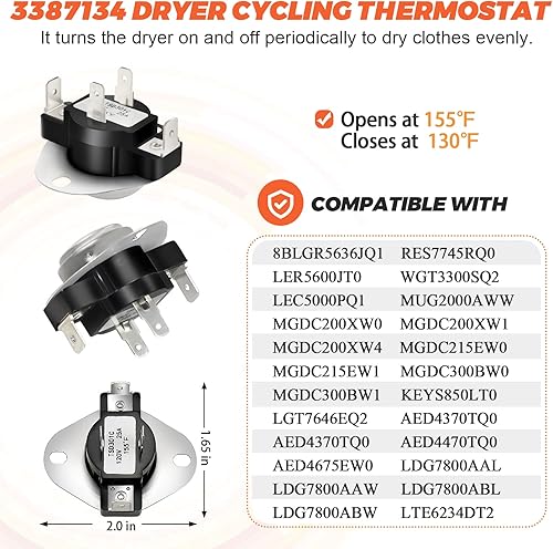 Miniatura 4 de Termostato de ciclismo 3392519 Upgrade 3387134 3392519 Fusible térmico 3977393 Interruptor de corte térmico 3977767 Kit de termostato de límite alto