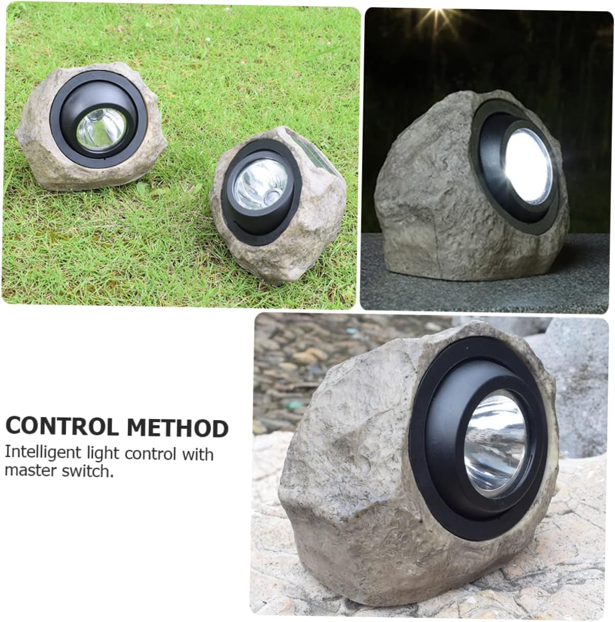 Solar Decorative Spotlight Simulation Stone Lamp Outdoor Lawn Yard Lamp Polysilicon Solar Panels 2 Gear Light