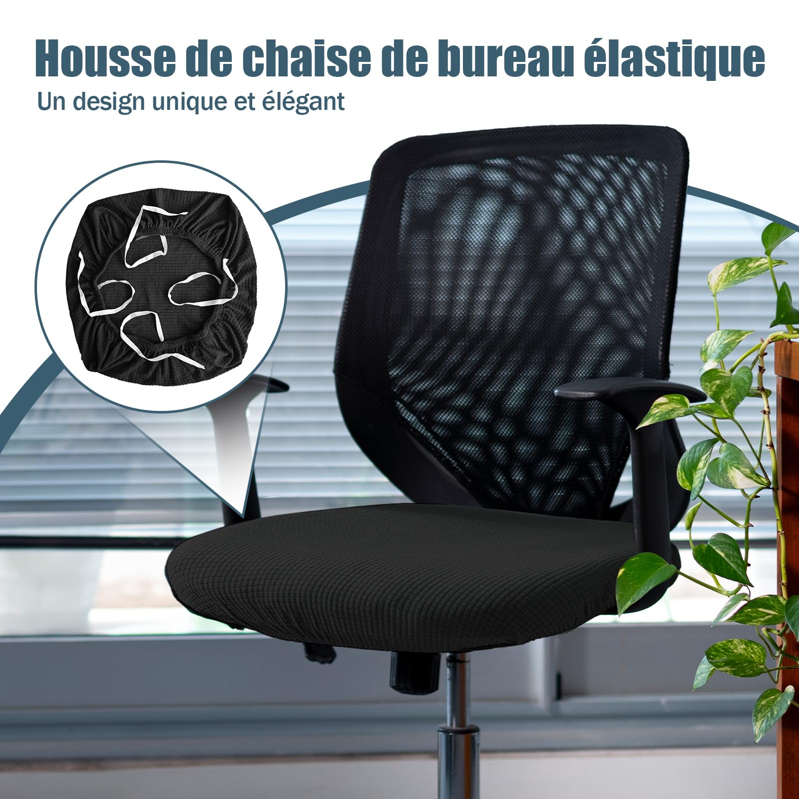 MagiDeal Housse de siège de Bureau Noire Protection Coussin pour Ordinateur