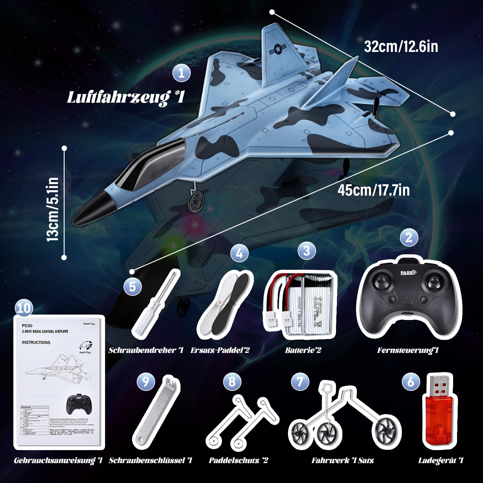 JONRRYIN Aereo Radiocomandato F-22 RC, Aeroplano Telecomandato per Bambini, 2,4 GHz, Aliante Radiocomandato, Giocattolo per Principianti, Bambini e Adulti