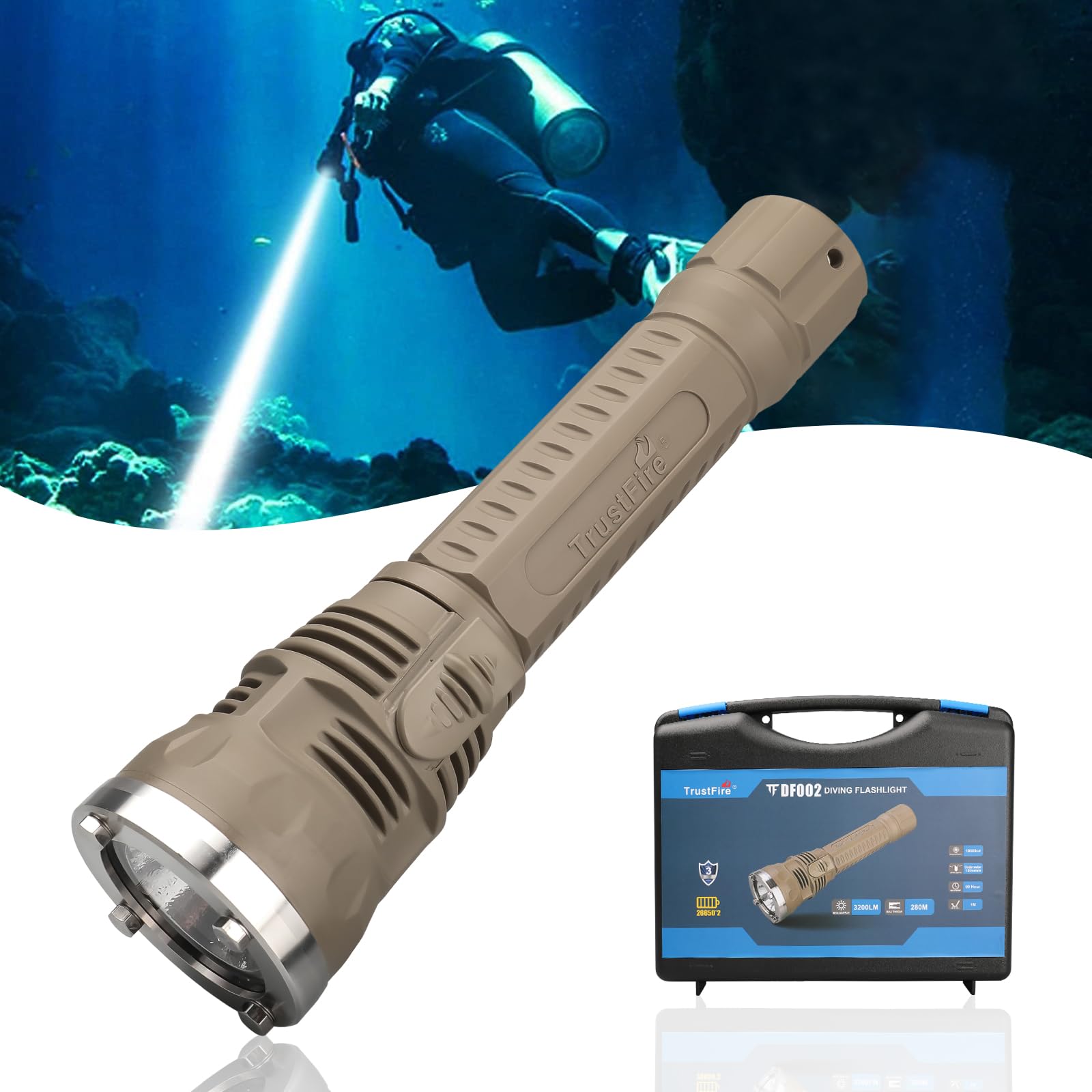 Amazon.co.jp: TrustFire DF002 新型ダイビングライト LED 懐中電灯 