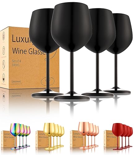 Stainless Steel Wine Glasses Set of 4 Unbreakable Wine Glass