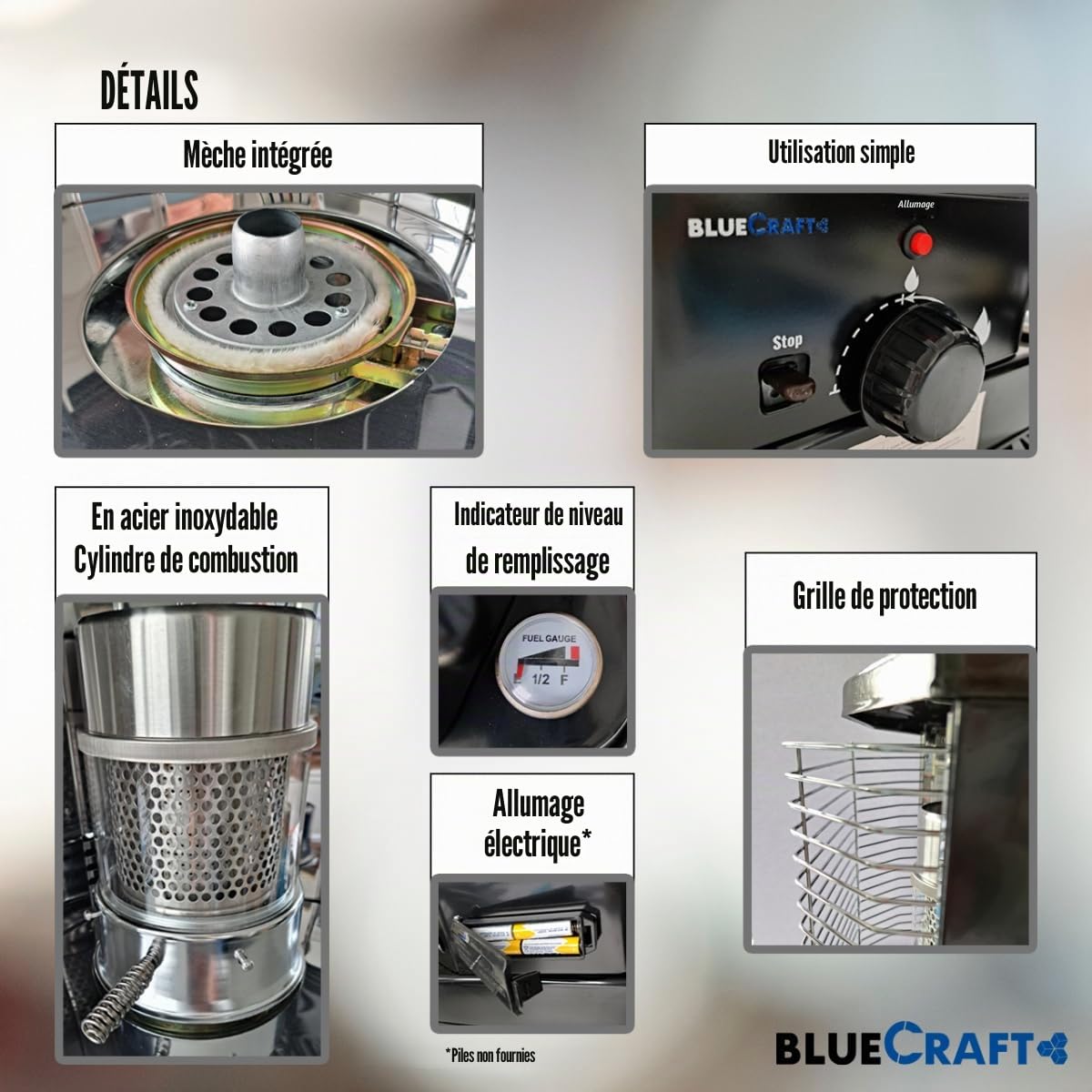 BlueCraft ZT-85 Poêle à pétrole avec pompe manuelle pour pétrole L | Four de secours | Chauffage de camping | Chauffage de secours sans électricité | Four à mèche