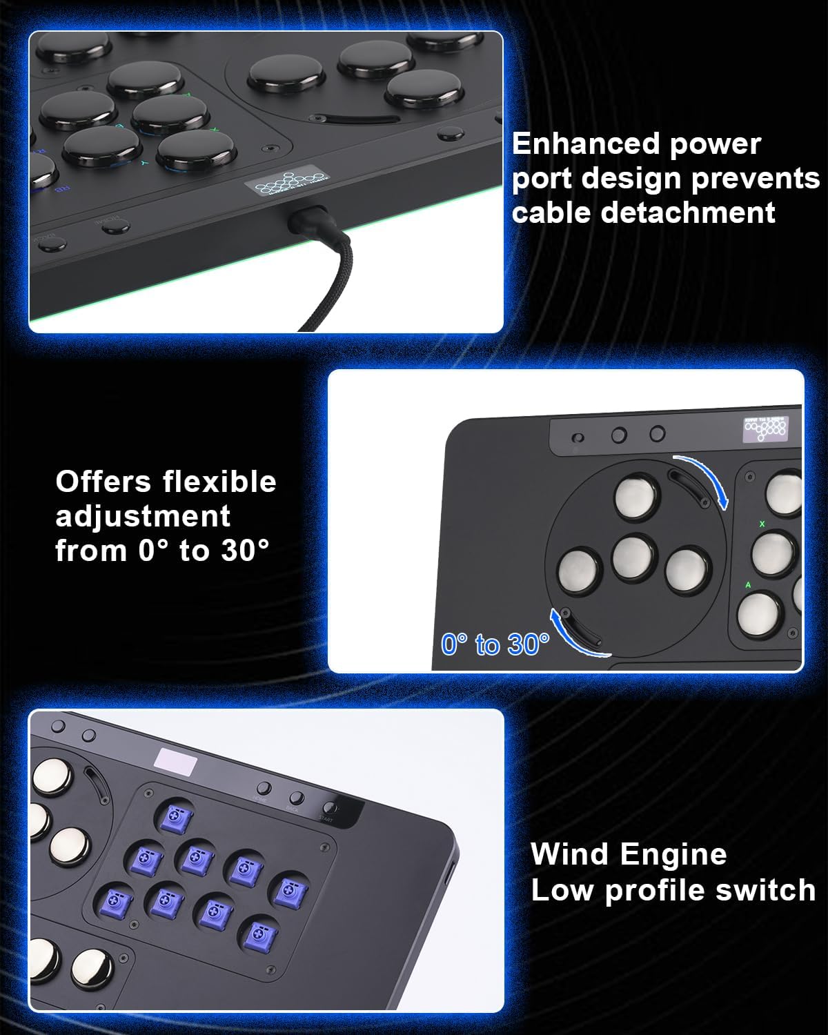 Leverless Controller Arcade Stick: Arcade Stick X Series with Ambient RGB & Tournament Lock Switch, Low Profile X1 with Wind Engine Switches ,Leverless Controller for Switch, PC,PS4 image 4
