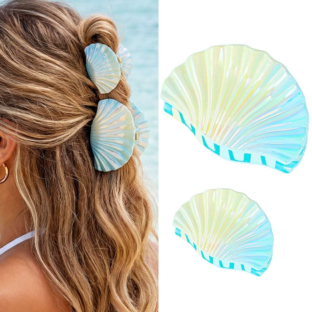 CAKURE Acrylic Blue Hair Clips - Cute Mermaid Accessories