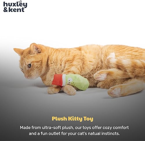 Miniatura 6 de Huxley & Kent Juguete de peluche para gatos, juguete interactivo de hierba gatera para gatos y gatitos, suave con arrugas y hierba gatera, divertido