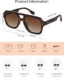 SOJOS Retro Thick Polarized Aviator Sunglasses for Women Men, Large Trendy Bold Square Pilot Shades SJ2385
