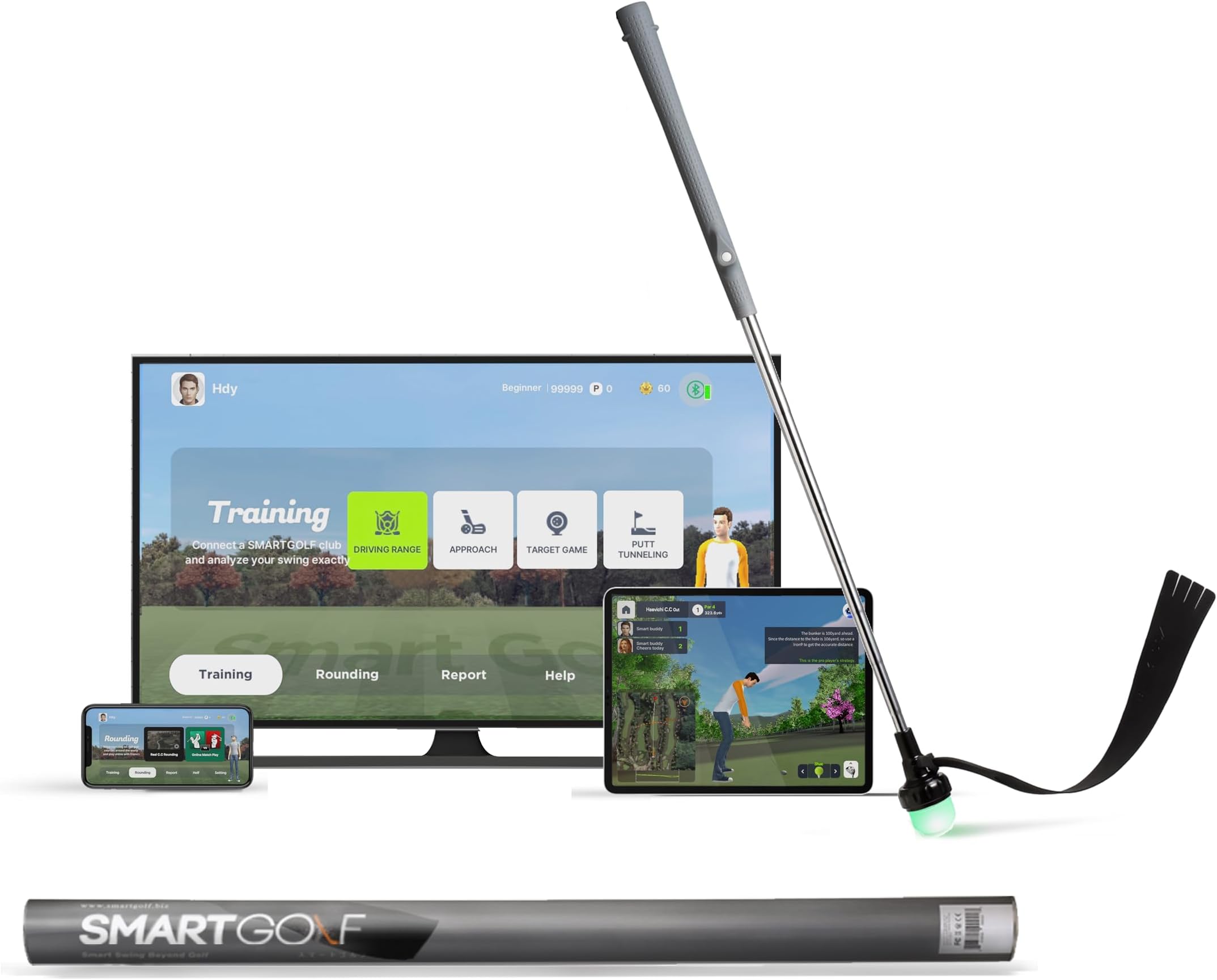 SMARTGOLF AI Analyzer(2023 Version)| Mobile Golf Simulator, Accurate Swing Analysis and AI Coaching Response with Training Club. PGA Pros edorsed Accuracy and Recommend. Global 500 Golf Courses