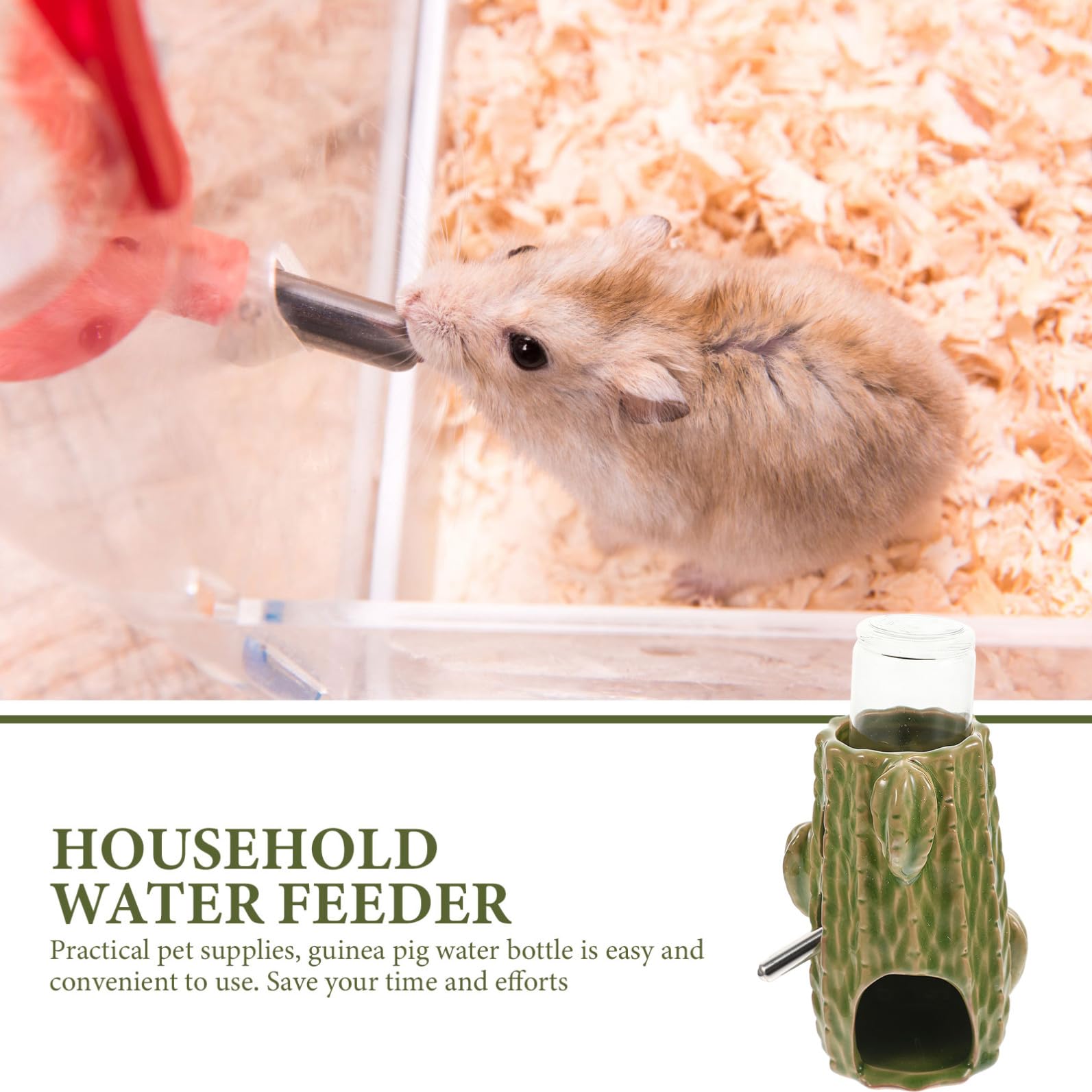 Biberón para Hámster de Cerámica 80ml, 1 Juego, Verde | Diseño Transparente, Nivel Visible, Uso Sencillo, Formato Práctico para Chinchilla y Mascotas Pequeñas