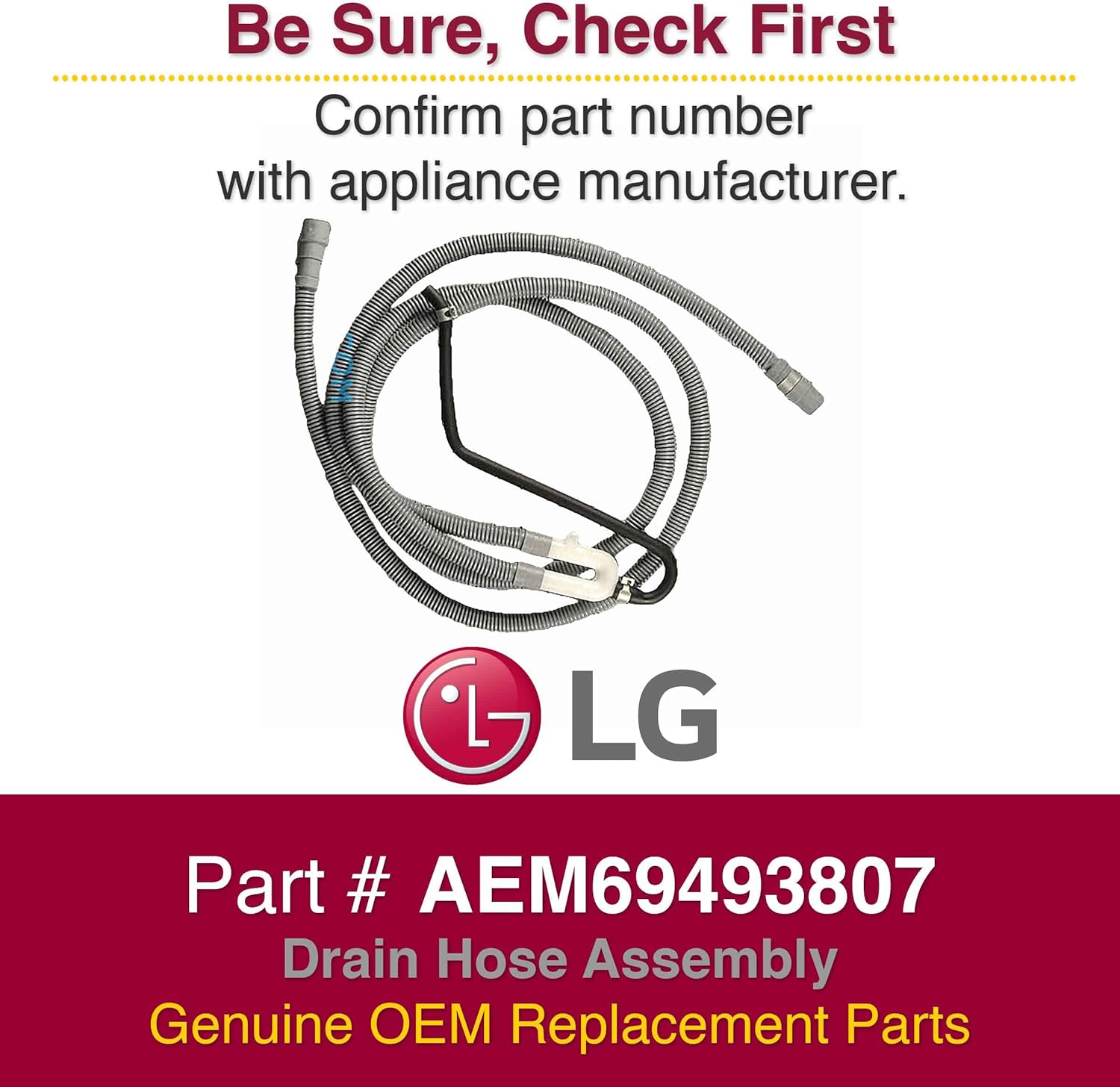 LG AEM69493807 Hose Assembly, Drain, White