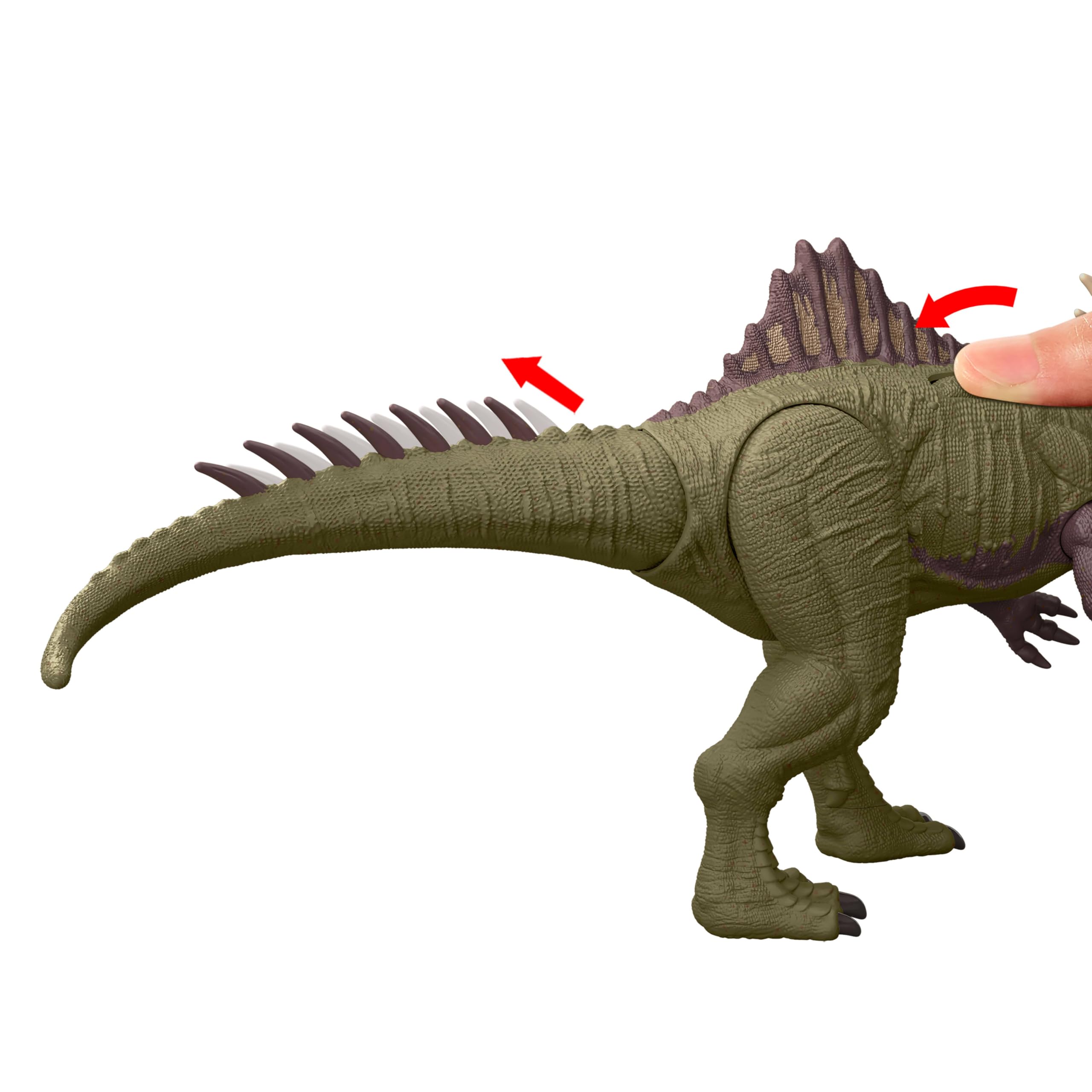 Mattel Jurassic World: Die Chaostheorie Netflix - Kampfaction Becklespinax Dinosaurier-Actionfigur-Spielzeug, versetzt wütende Kopfstöße, beißt, brüllt und knurrt, HXF52