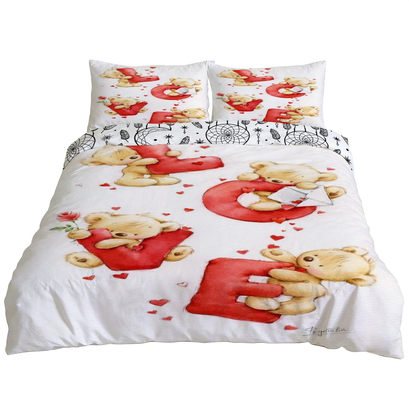 Housse de couette 240x220 cm réversible en microfibre douce et anti-plis pour un entretien sans repassage