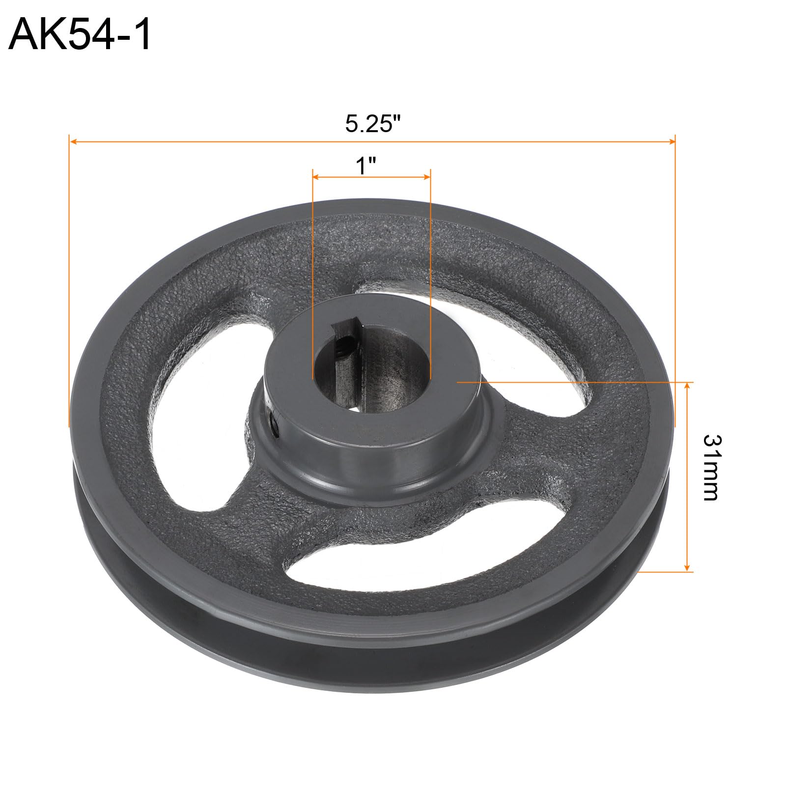 QUARKZMAN AK54-1 V-Riemenscheibe 1" Bohrung 5.25" Außendurchmesser Einfachrille Vollscheibe Passbohrungsscheibe Gusseisen Riemenprofil Für 4L Oder A Riemen
