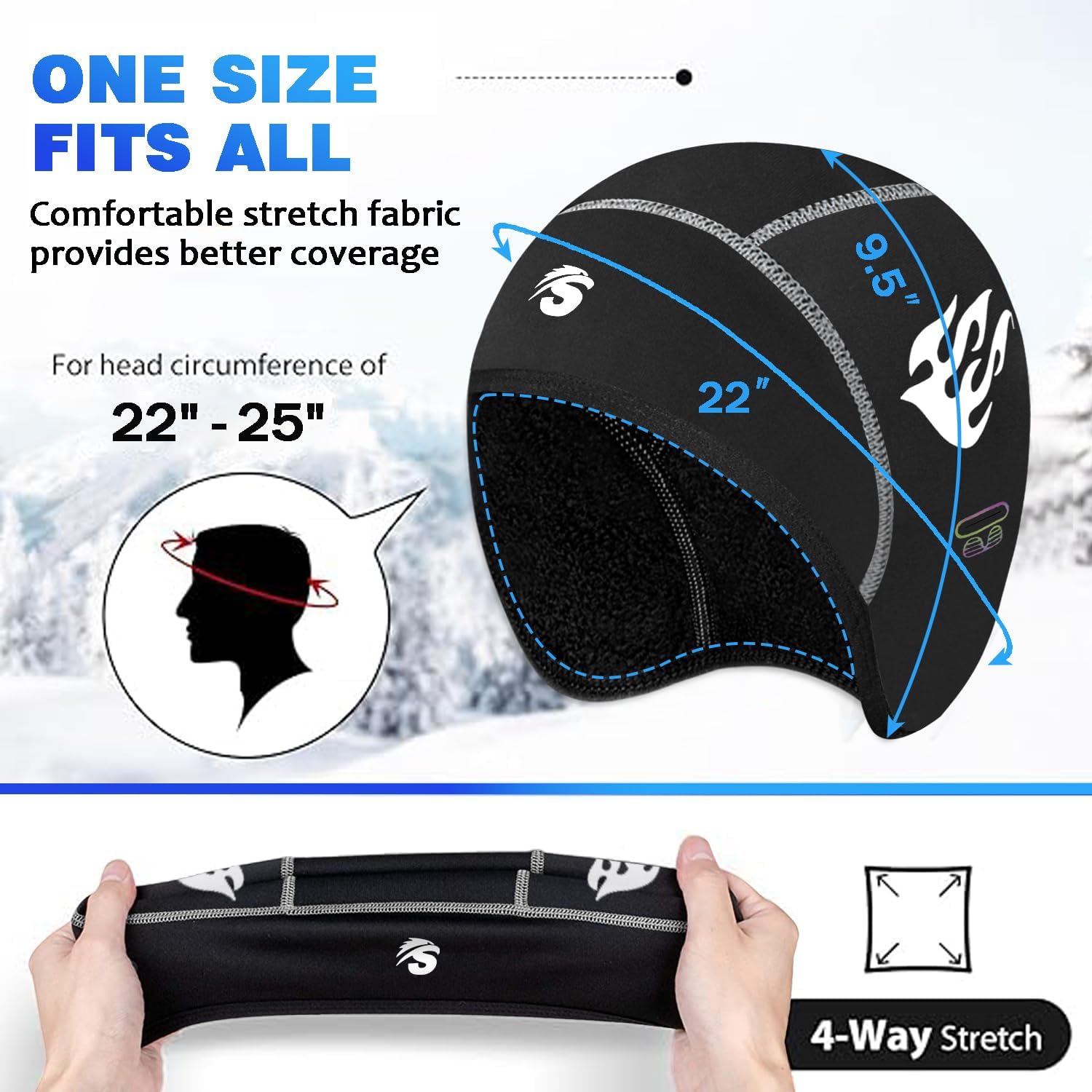 Seektop 2 Pack Winter Skull Cap Helmet Liner for Men, Cycling Running Sweat Wicking Skullcap Beanie, Fits Under Helmets - Image 4