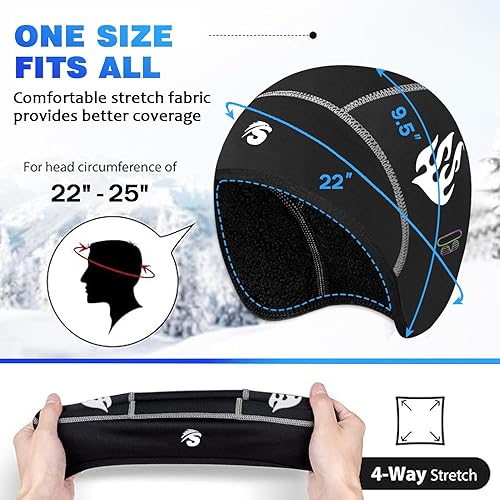Miniatura 4 de Seektop 2 Pack Winter Skull Cap Helmet Liner for Men, Cycling Running Sweat Wicking Skullcap Beanie, Fits Under Helmets