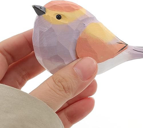 Miniatura 2 de ARTIBETTER Decoración de la habitación, decoración del hogar, figura de pájaro de madera, estatua de jardín de pájaros, figura de gorrión tallada,