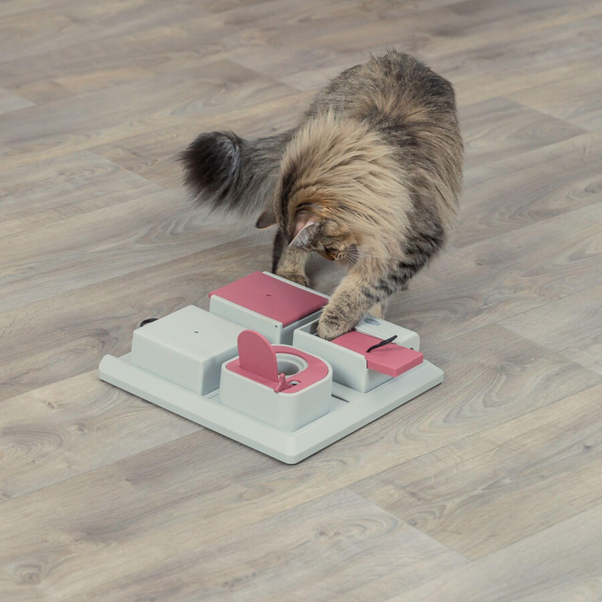 trixie cat activity poker box strategy game, slow feeder, interactive, treat toy,all breed sizes