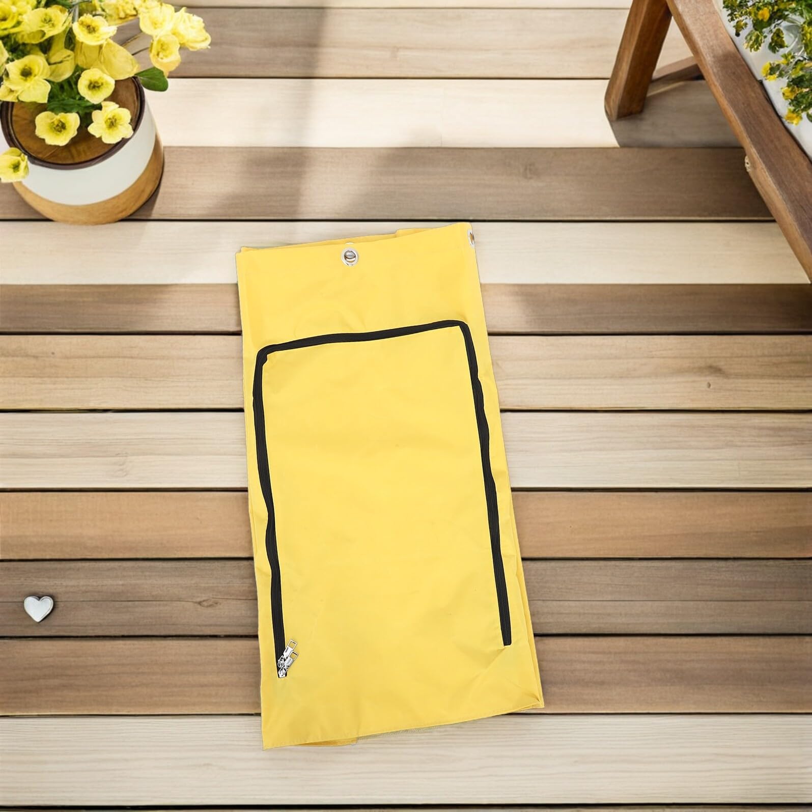 Bolsa Grande para Carrito de Limpieza de Lona Oxford Amarilla | Cremallera Frontal y Ojales, Repuesto para Carro, Uso Comercial de Recogida de Ropa o Residuos