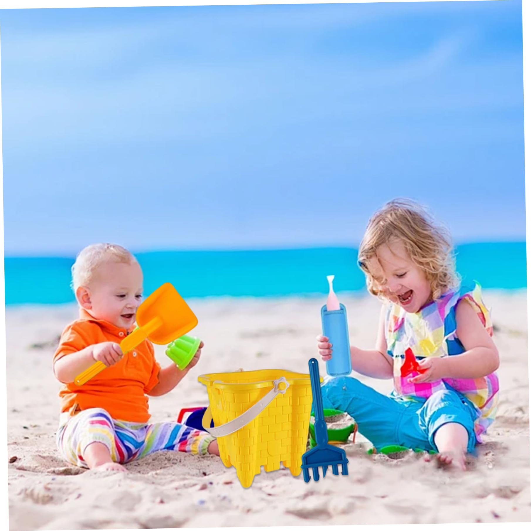 Sandburg-Bauset, Sandspielzeug, inklusive Eimer, Schaufeln und Burgformen, tragbares Strandspielzeug für Mädchen und Jungen
