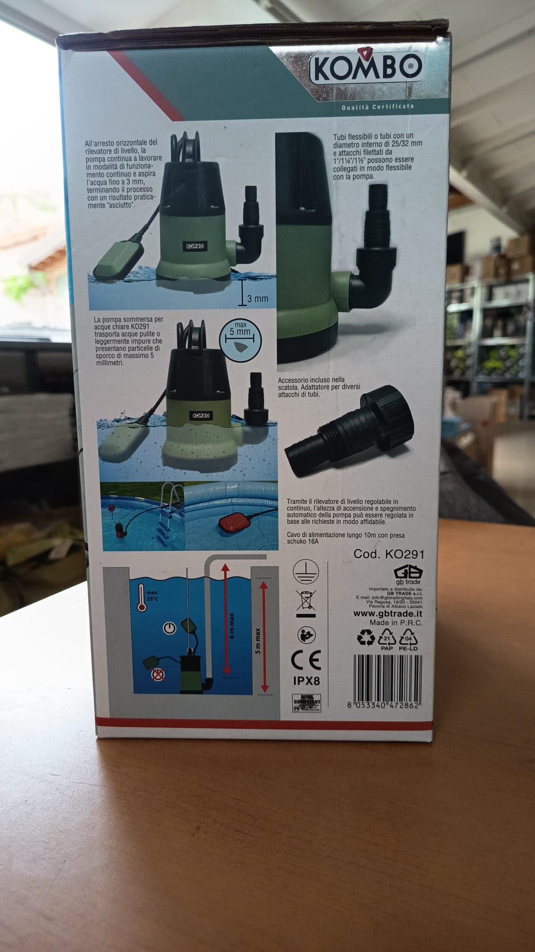 Pompa Sommersa per Acque Chiare 7500 l/h, Aspirazione Residua 3mm, Galleggiante Automatico, Prevalenza 6m, Cavo 10m con auricolari inclusi