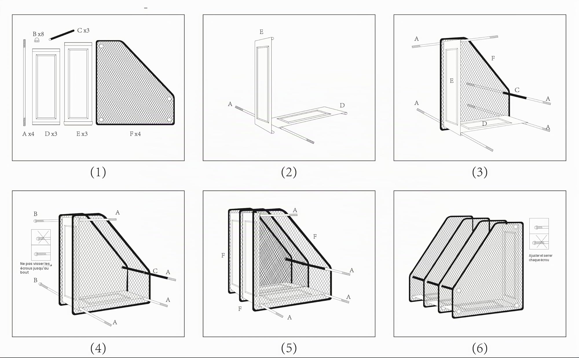EXERZ Porte-revues de Bureau/Range-revues/Porte-Magazine en métal à Trois rangées/Boîte de Rangement en métal -3 Compartiments Cahiers/Dossier/Organisateur (Noir)