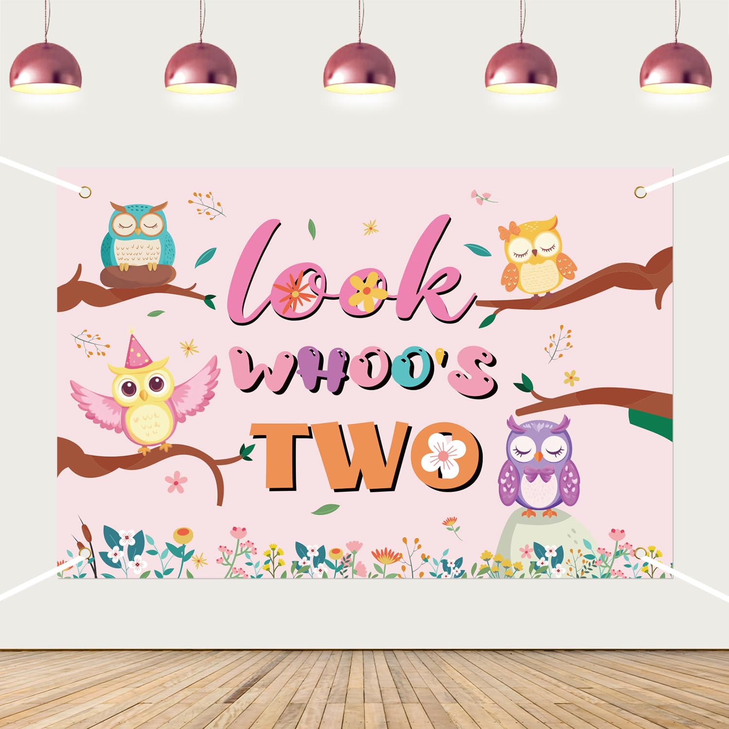 Photo 1 of Owl 2nd Birthday Party Decorations, Look Whoo is Two Backdrop Banner Cute Colorful Cartoon Animal Theme 2nd Birthday Photography Background for Girls Owl 2 Years Old Bday Party Supplies
