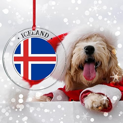 Vista 84 de Bandera nacional de Kuwait, decoración de árbol de Navidad de acrílico, adorno de recuerdo de la ciudad, adorno colgante para árbol de Navidad