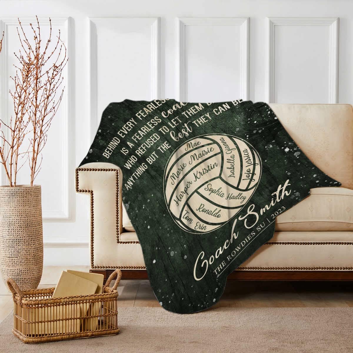 Personalized Volleyball Blanket for Team Manager - Custom Throw, Leader Appreciation Gift from Members