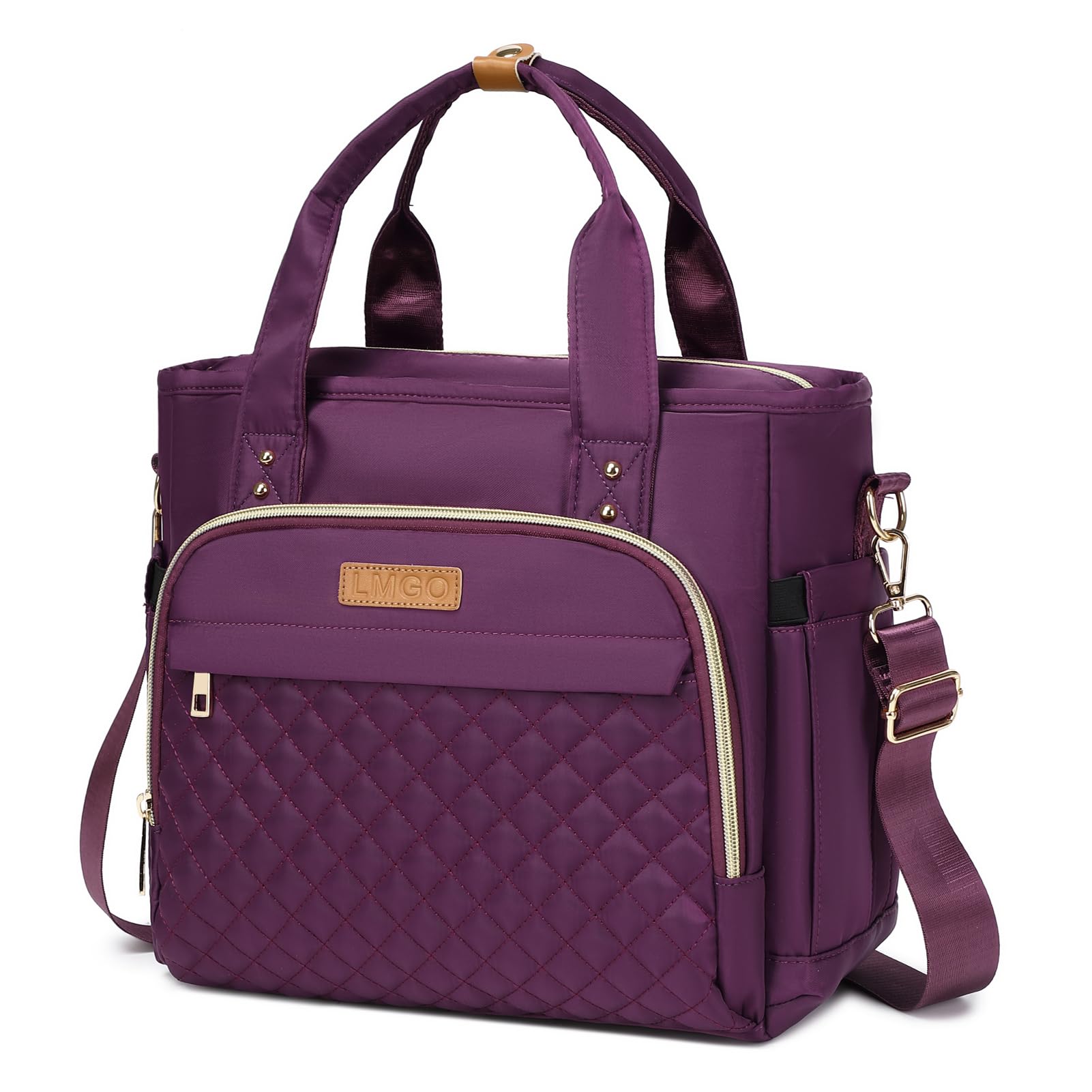 Medium Tote Bag for Women with Multi Pockets Quilted Top Handle Purse Crossbody Shoulder Bag Handbag