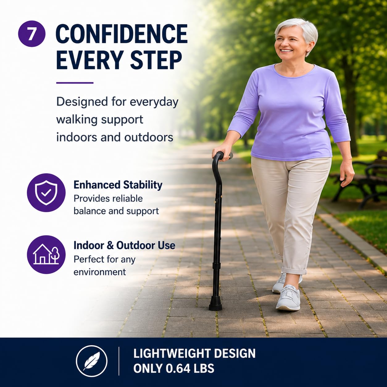 Sky MedSupply Int'l Corp Standard Offset Walking Cane Adjustable, Aluminum Green, 0.77 Pound — Amazon image 7