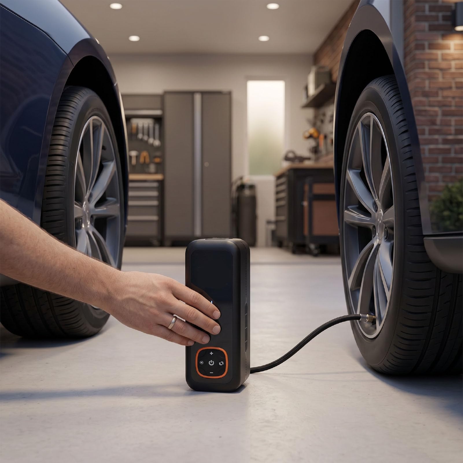 Generic Gonfiatore per Pneumatici Senza Fili con Motore Potente e modalità Multiple per Auto, Bici e Situazioni di Emergenza All'aperto