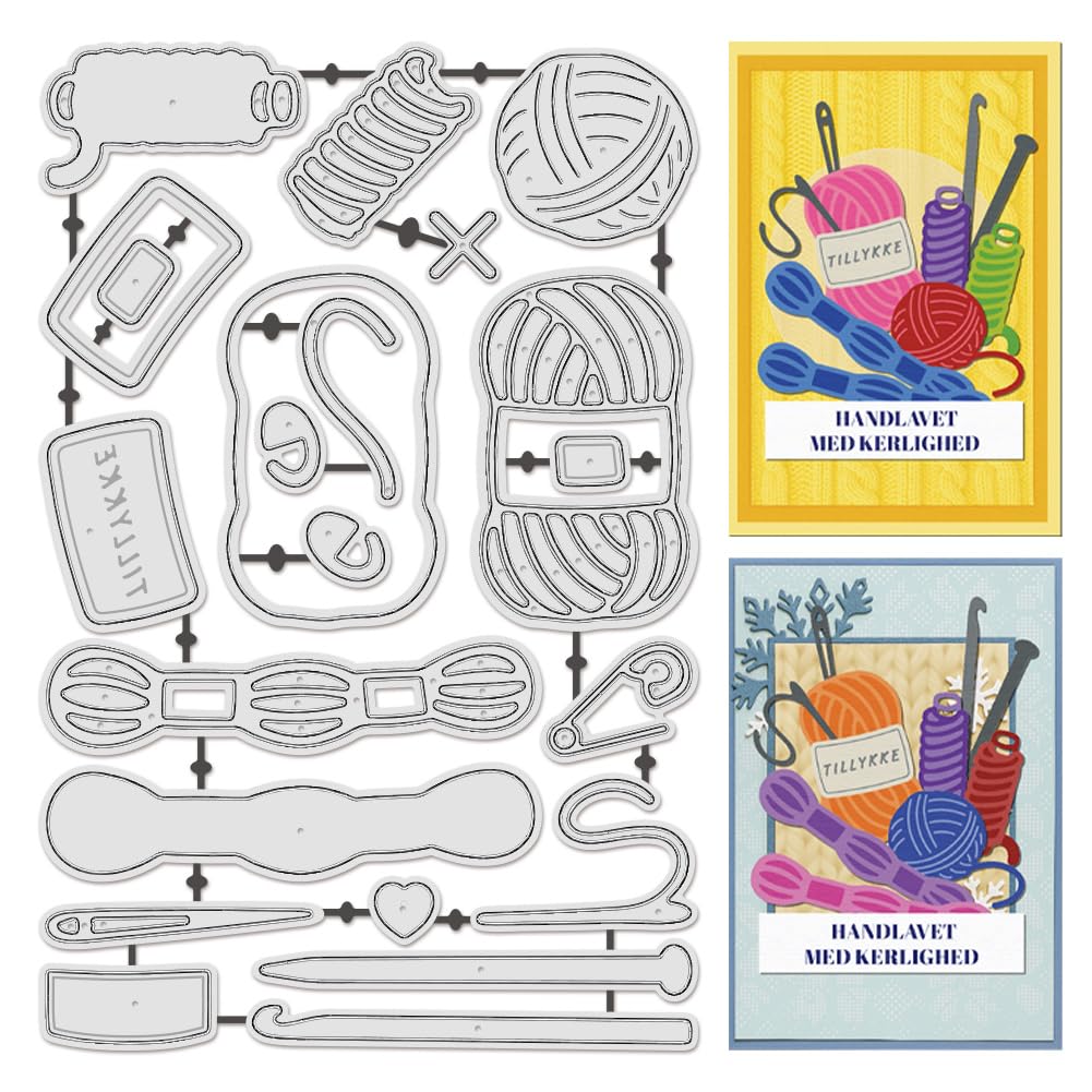 UNICRAFTALE 22pcs Knitting Carbon Steel Cutting Dies Stencils Sewing Tool Cutting Dies for Paper Card Making Sewing Needle Thread Embossing Paper Dies Stencils for Scrapbooking Photo Album