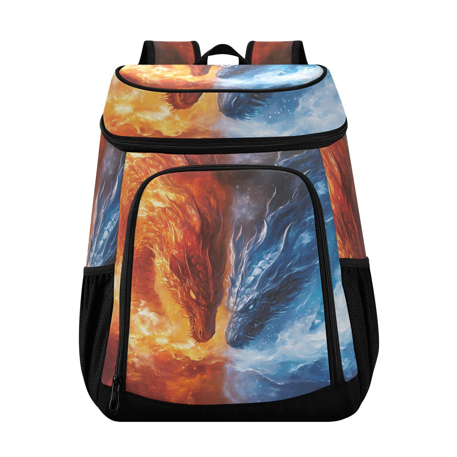 Funny Blue Dragon Fire N Cooler Backpack Cooler Insulated Leak Proof Lunch Backpack 36 Cans Waterproof Soft for Men Women Picnic Hiking Camping Beach