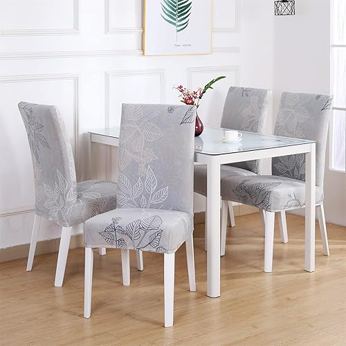 Miniatura 9 de Juego de 4 fundas para sillas de comedor, fundas elásticas para sillas Parsons extraíbles, lavables, de elastano, estampadas, fundas protectoras de