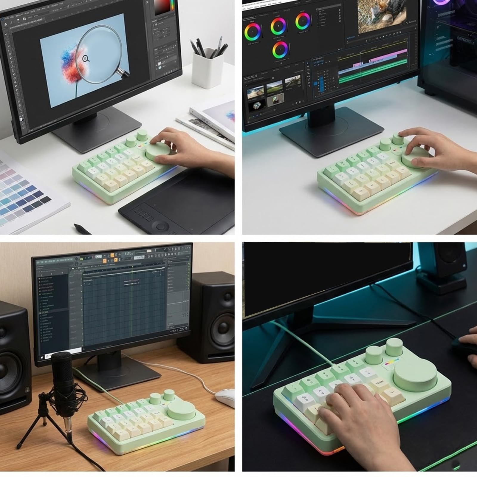 Tastiera Tre Manopole e 16 Tasti Programmabili per Controllo Intuitivo in Music Video Editing per Più Sistemi Tasti Personalizzabili Tastiere