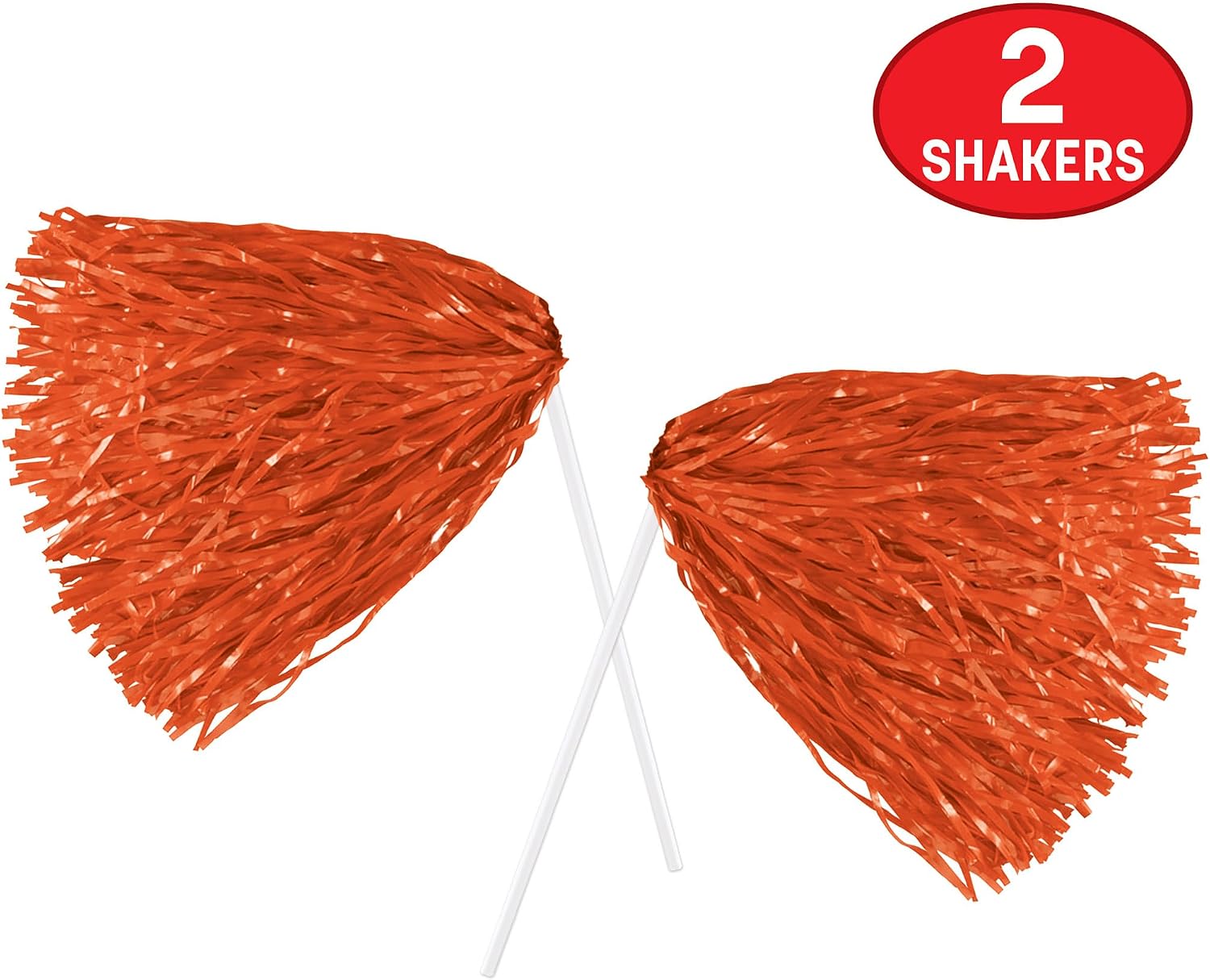 Beistle Orange Poly Shakers, 2-Count, Cheerleading Pom-Poms for Sports Events, Football Game Days, Pep Rallies, Showing School Spirit, and Team Pride Celebrations, 12” x 11”