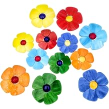 Esweny 12 Flower Stained Glass Mosaic Tiles - 2 Size Floral Petals & Flat Bead Mosaic Glass Pieces for DIY Art Crafts Mixed Color