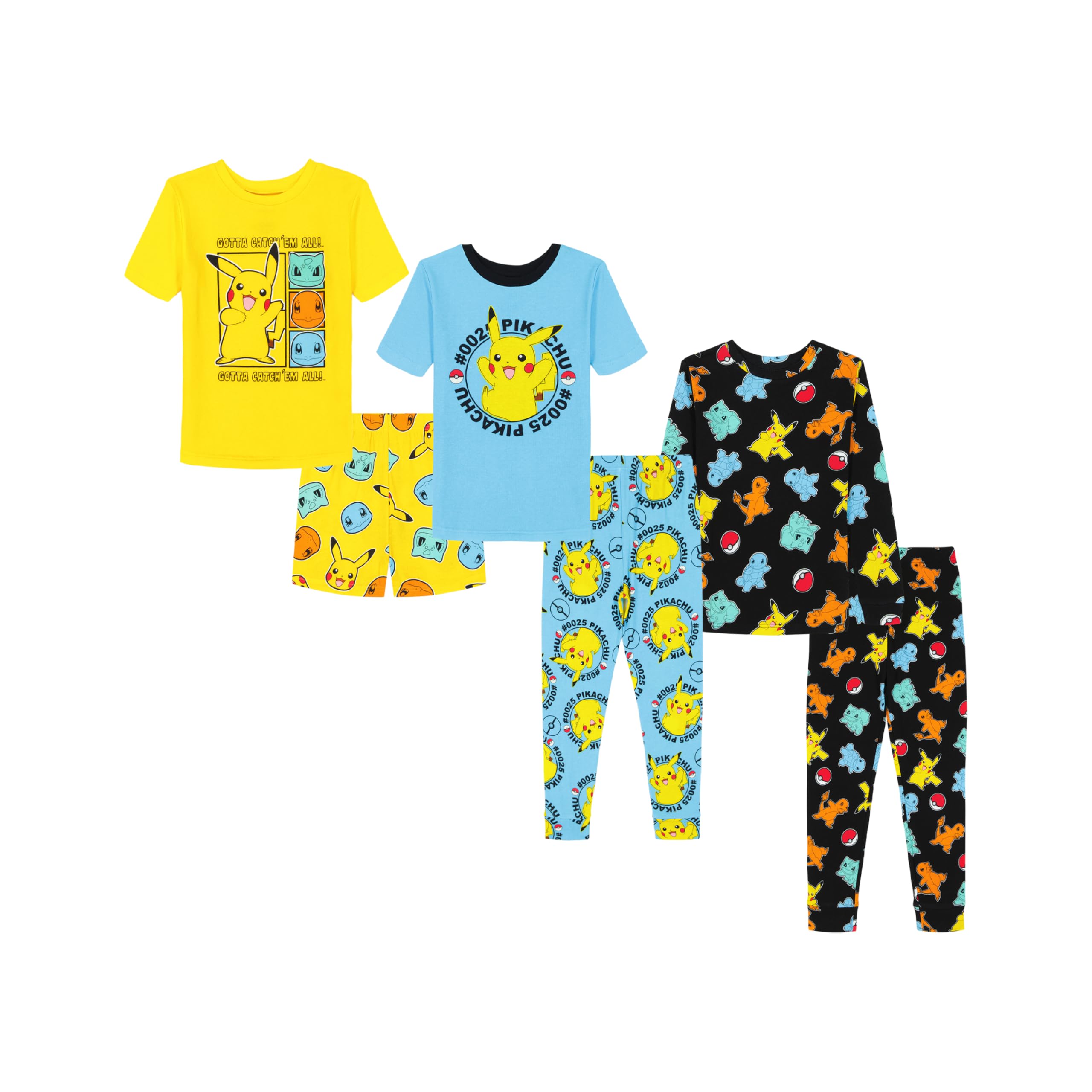 Pokémon Jungen 6-piece Snug-fit Cotton Pajama Set, Soft & Cute for Kids Pyjamaset (6er Pack)