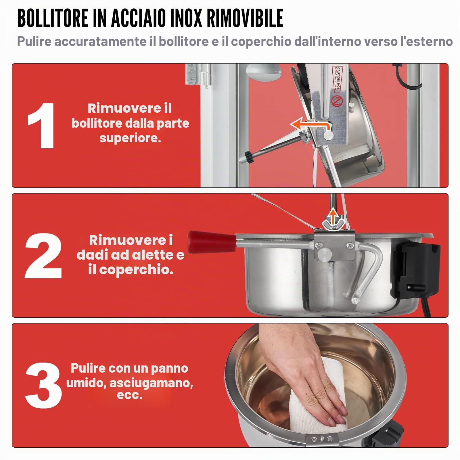 VEVOR Macchina commerciale per popcorn bollitore da 8 once macchina popcorn per controsoffitto 850 W per 48 tazze per lotto, popper stile teatro con telaio in acciaio di controllo 3