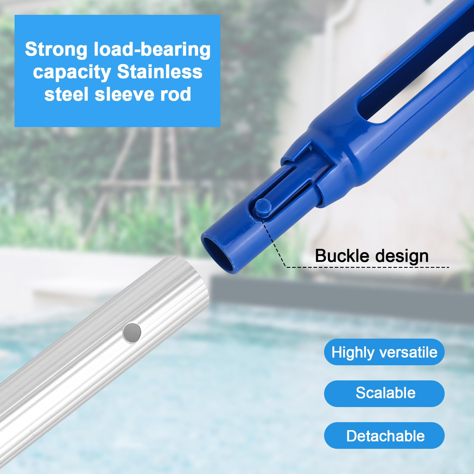 Barre télescopique en aluminium pour piscine 1,1 m 3 pièces argenté