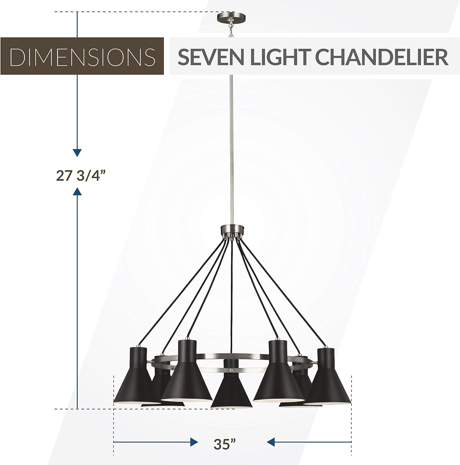 Sea Gull Lighting 3141307-962 Towner Chandelier, 7-Light 420 Total Watts, Brushed Nickel