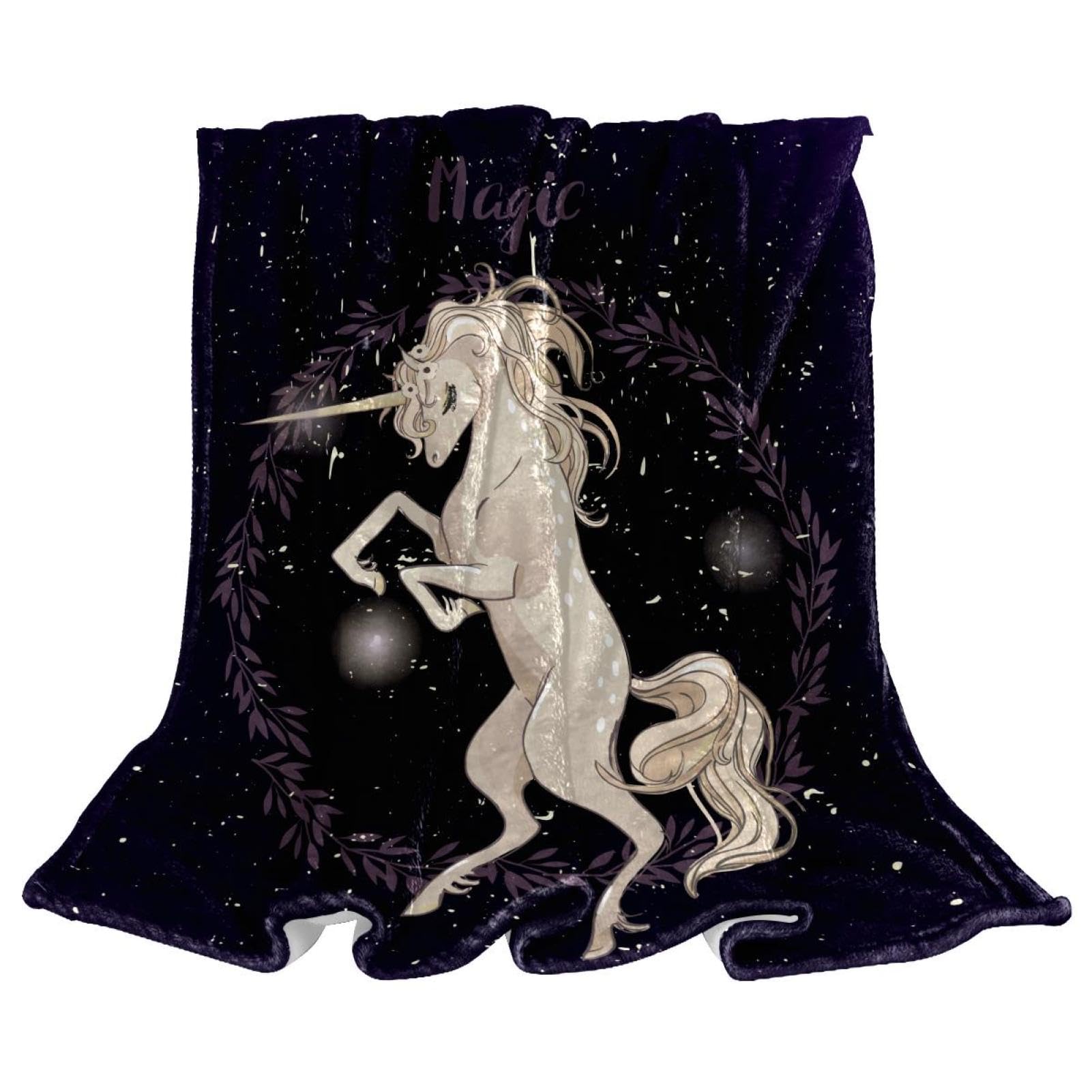 Couverture polaire magie de la licorne | Plaid de canapé et lit salon chambre 150x130cm