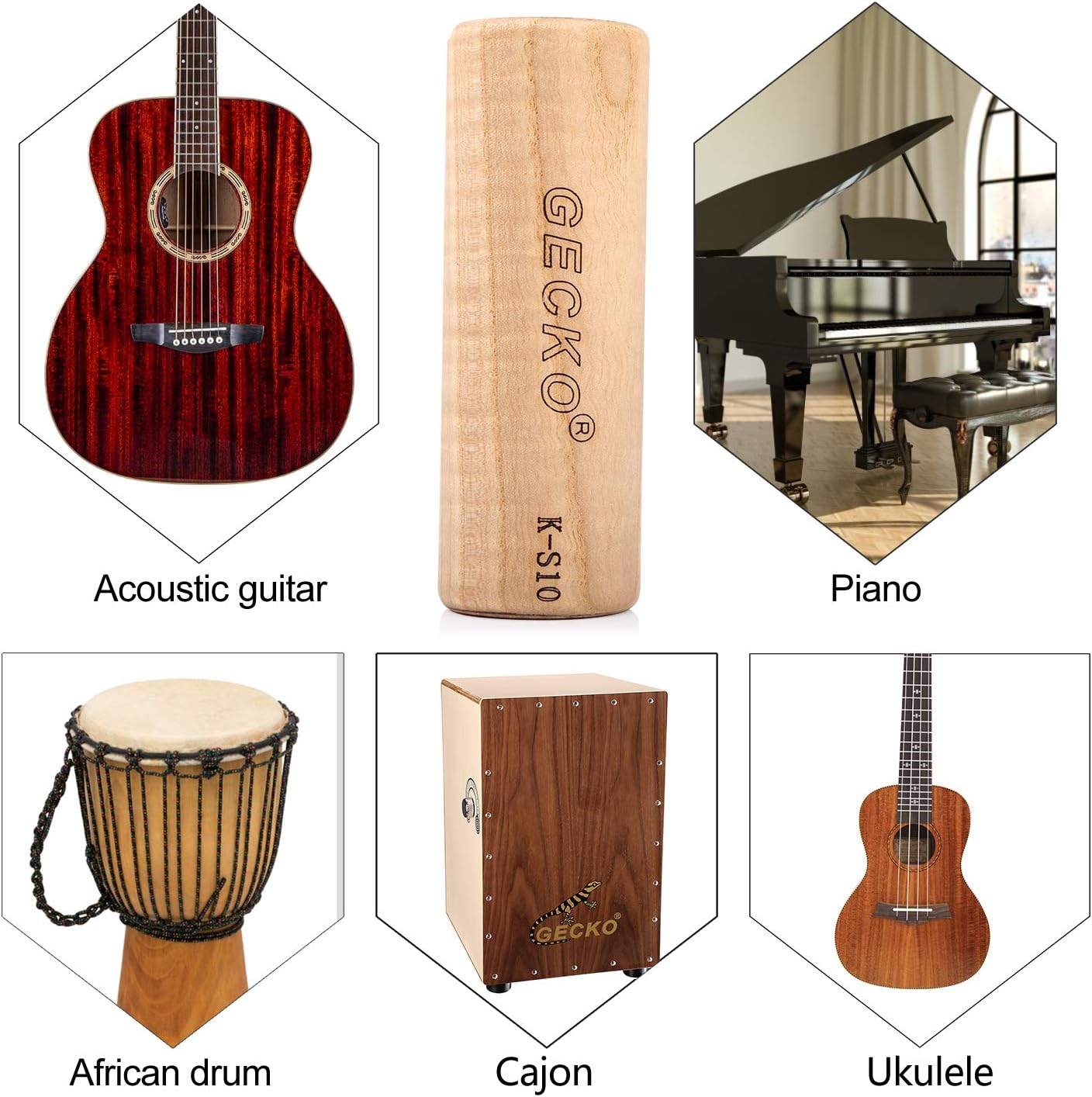 PARDUS Sand Hammer Percussion Instrument, GECKO Wooden Natural Maracas, Used in Live Performances and Concerts, Suitable for Kahun Drummers, Guitarists and Singers (9.8X3.2cm) : Musical Instruments