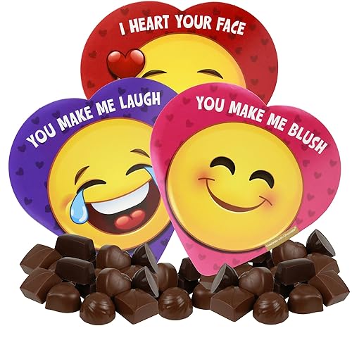 Caja con forma de corazón con temática de emoji de San Valentín surtido de trufas de chocolate regalos de San Valentín para niñas y niños regalos
