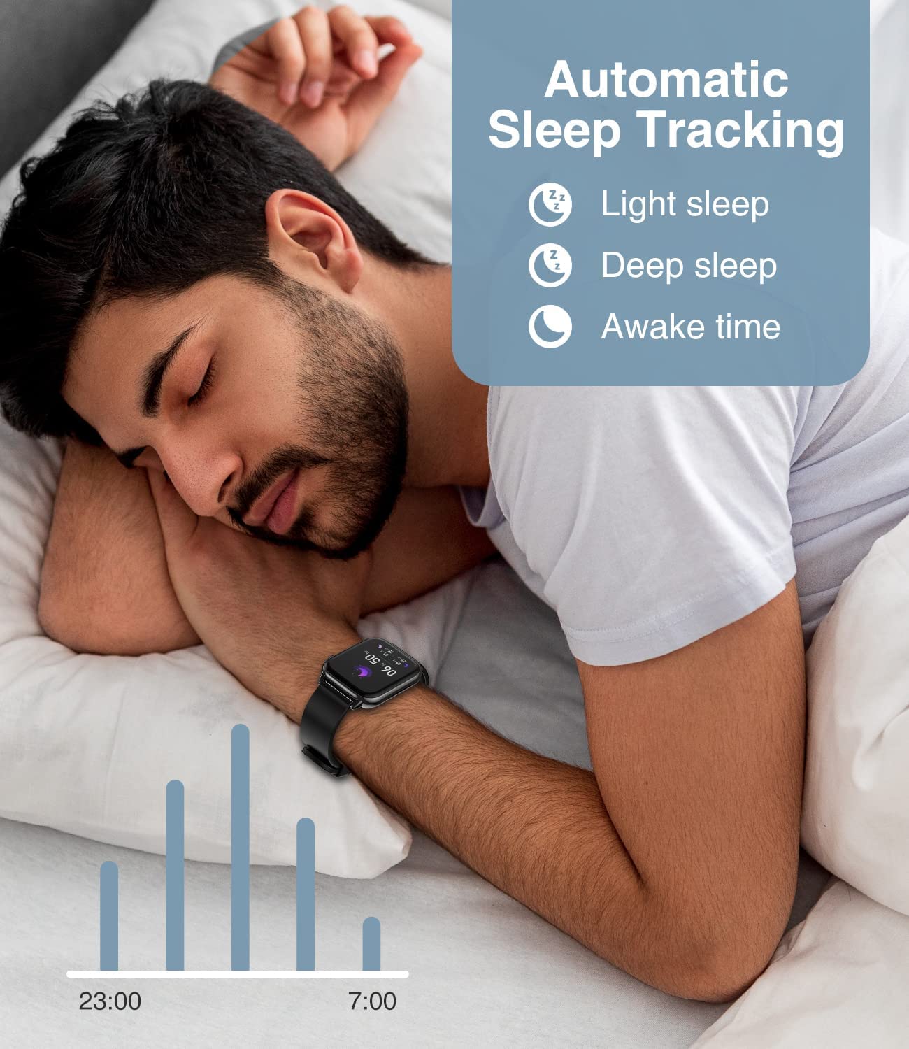 SOUYIE Inteligentny zegarek z funkcją połączenia Bluetooth, ekran dotykowy HD o przekątnej ekranu 1,7 cala, monitor aktywności fitness, krokomierz, pomiar tętna, krokomierz, wodoodporny smartwatch
