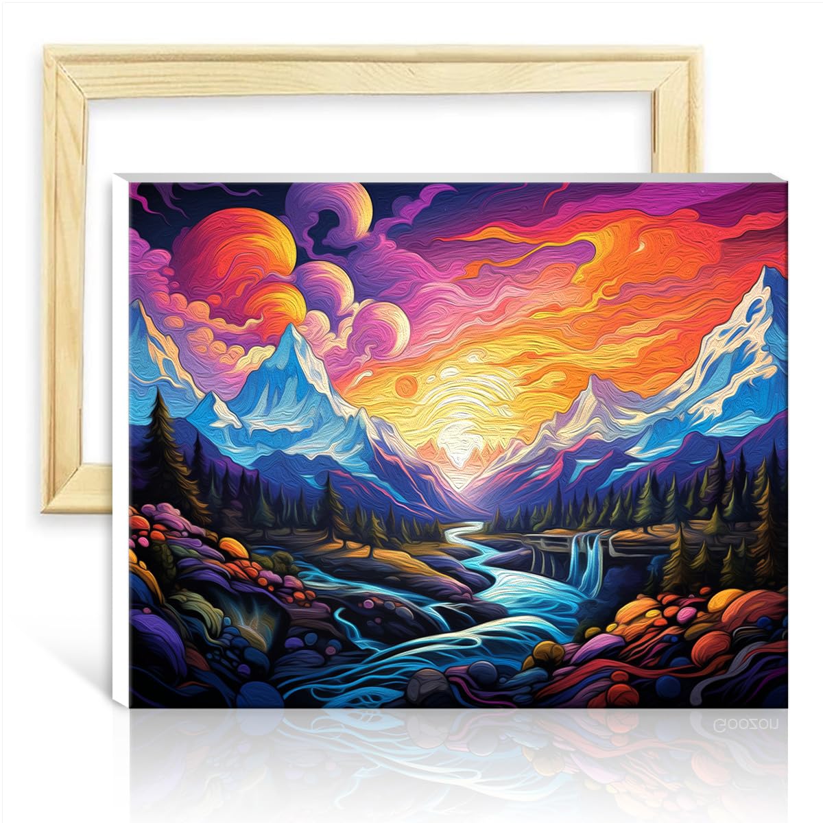 TANGFEIY Canvas Oil Painting Landscape Paint by Number Adults Beginner Acrylic Number with Paintbrushes Art Paint by Number for Adults DIY Frame(30x40cm)