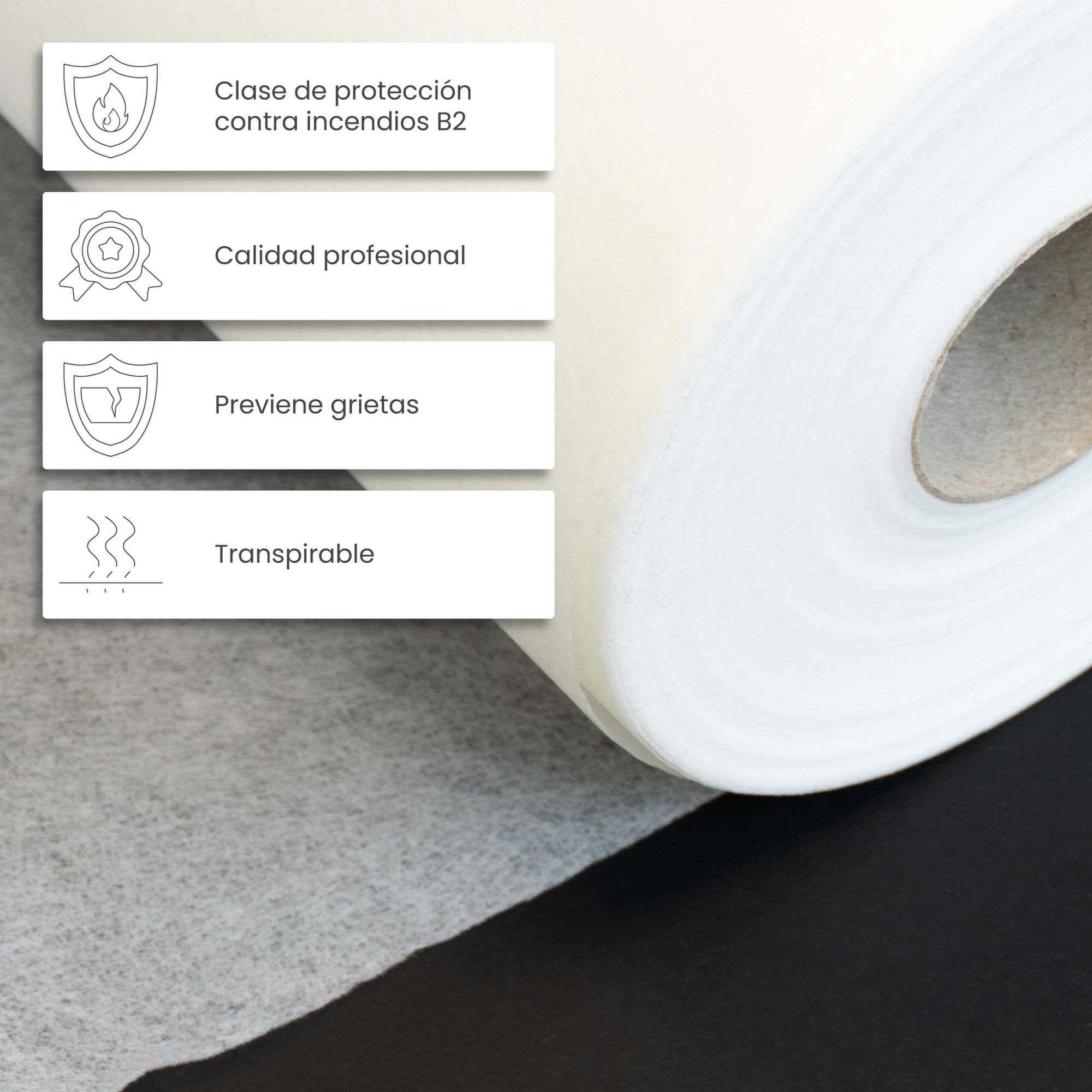 50 m velo para pintar de fibra de vidrio, fieltro de cobertura 55 g/m², 1 m de ancho, velo de renovación para refuerzo alisado y pintura, blanco