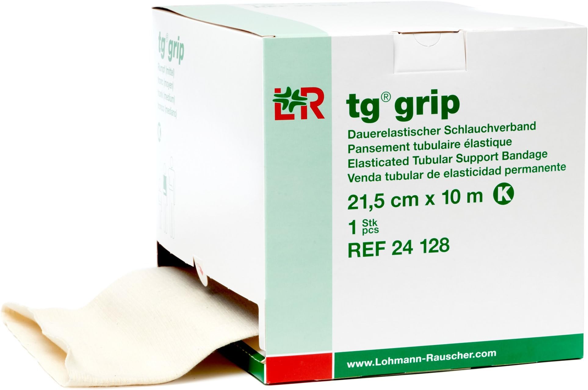 Lohmann&Rauscher Size J: Tg Grip Elastic Tubular Compression Bandage, Seamless Tube Stockinette Wrap For Retention, Lymphedema, Swelling, 85% Cotton, Washable & Reusable, Size K